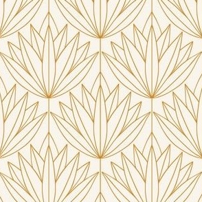 Medium Art Deco Lotus Botanical Gold Lines 3in
