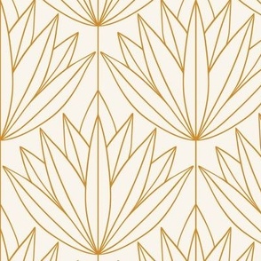 Large Art Deco Lotus Botanical Gold Lines 6in