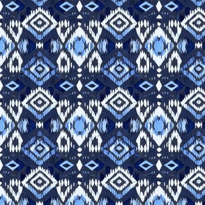 Blue ethnic ikat geometric. Bohemian abstract home decor.