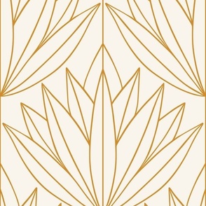 XL Art Deco Lotus Botanical Gold Lines 12in