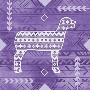 Show Sheep - Livestock - Southwestern Native American Pattern - Purple, Lavender