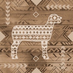 Show Sheep - Livestock - Southwestern Native American Pattern - Browns and Tan