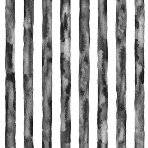 Watercolor stripe - 1/2" black and white  - vertical