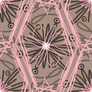Retro Floral Pink on Brown