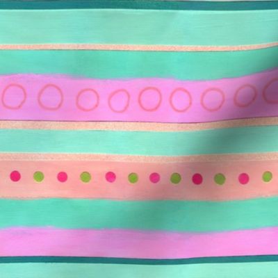 Stripes, Circles - Pink and Green