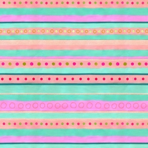 Stripes, Circles - Pink and Green