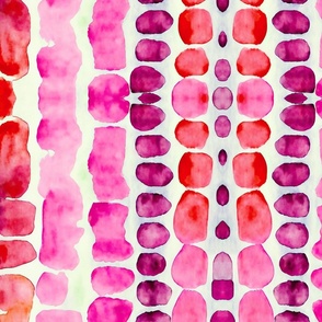 Loose Whimsical Watercolor  Pink Marks And Dot Pattern