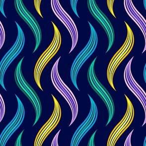 Abstract Horse Tails // large // abstract, stripes, purple, yellow, green