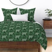 Holstein Dairy Cow - Farming - Southwestern Native American Pattern - Dark Green