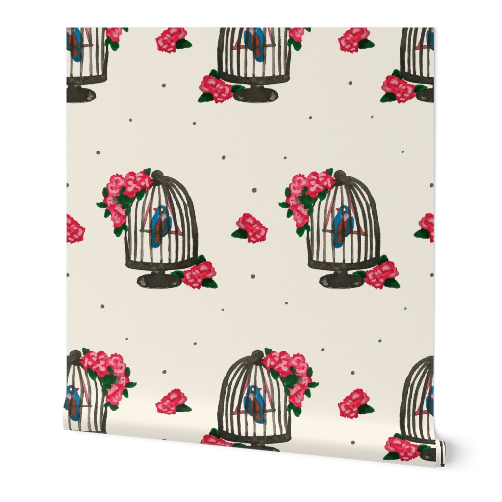 Bluebird in a Floral Cage