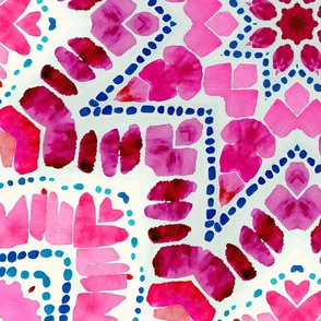 Loose Whimsical Watercolor  Pink Marks And Dot Pattern 3