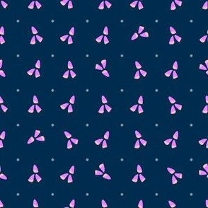 Foxglove x Snow White Polka Dots - Purple Foxglove petals falling like snow on Indigo Blue (Dark Blue) sky