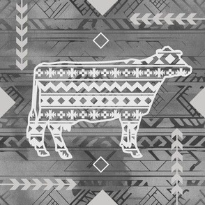 Holstein Dairy Cow - Cattle - Southwestern Native American Pattern - Browns and Tan