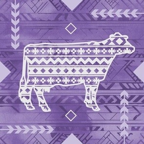 Holstein Dairy Cow - Farming - Southwestern Native American Pattern - Purple,Lavender