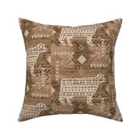 Holstein Dairy Cow - Farming - Southwestern Native American Pattern - Browns and Tan