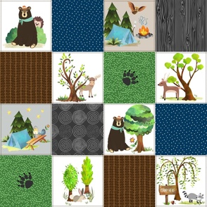 Big Bear Camping Patchwork // Outdoor Camp Quilt Blanket (quilt B)