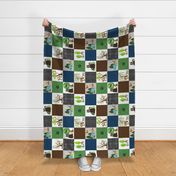 Big Bear Camping Patchwork // Outdoor Camp Quilt Blanket (quilt B) ROTATED