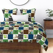 Big Bear Camping Patchwork // Outdoor Camp Quilt Blanket (quilt B) ROTATED