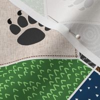 Big Bear Paw Patchwork (quilt B) Kids Camp Blanket, earth tones