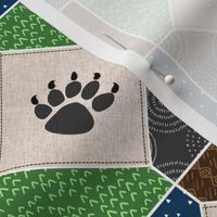 4 1/2" Big Bear Paw Patchwork (quilt B) Kids Camp Blanket, earth tones