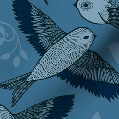 Light Sea Blue Birds - large