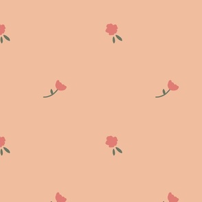 Minimal Coral  Floral - Large Scale