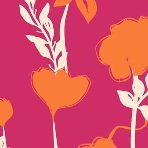 Large Scale - Flora Abstract Mid Summer - Pink Orange