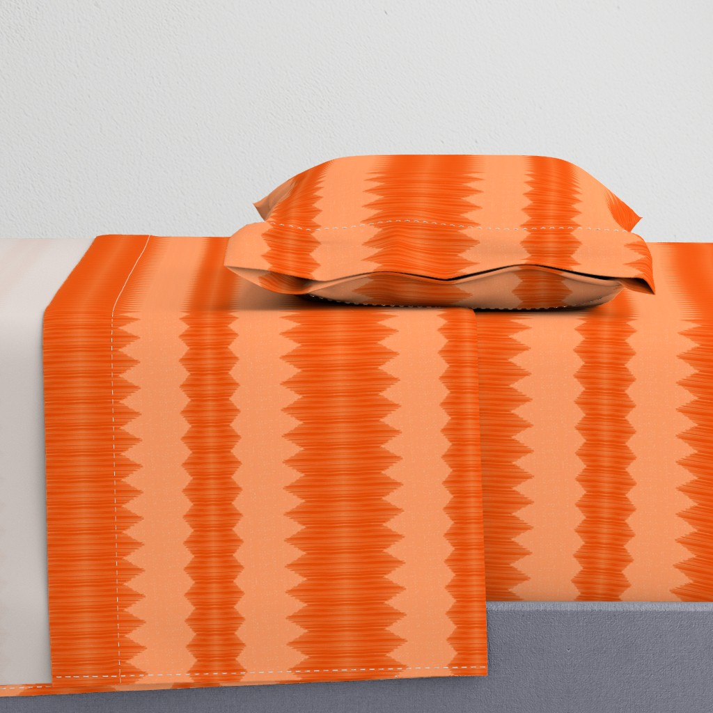 Small Scale - Textured Ikat Zigzag Stripes in Orange