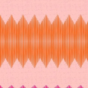 Small Scale - Textured Ikat Zigzag Stripes - Pink And Orange