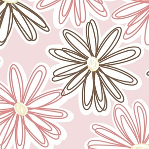 Daisy Doodles on Pink Large
