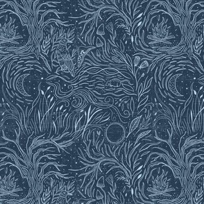 Small - Autumn moon - Spoonflower navy with Spoonflower fog
