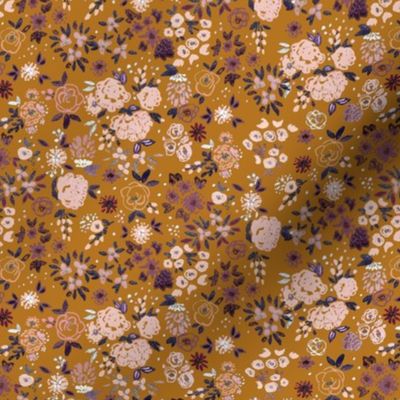 floral ditsy ink - gold 8in