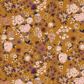 floral ditsy ink - gold 8in
