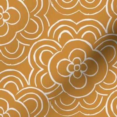 Deco-flower-tile golden 12in fabric