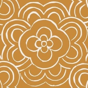 Deco-flower-tile golden 12in fabric