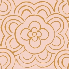 Deco-flower-tile pink  12in fabric