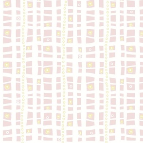 Butter yellow  and Piglet pink,  cute geometric floral design