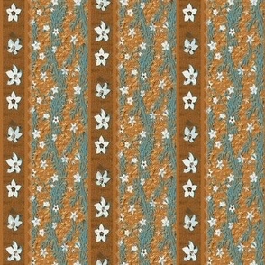 Borage flowers in teal-white on copper - Dolls 1:12 scale