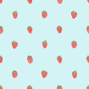 strawberries blue background