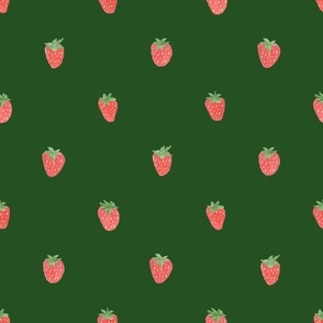 strawberries green background