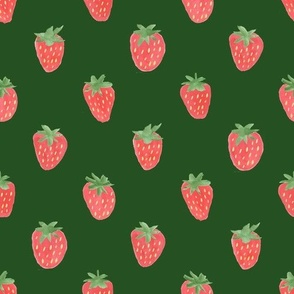 strawberries medium green background