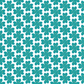 4-Leaf Clovers Tiled Tight - Lucky Green on White