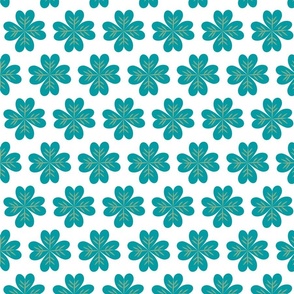 4-Leaf Clovers Tiled Wide - Lucky Green on White