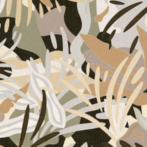 Exotic Plants - Tropical Jungle in Khaki Shades / Large