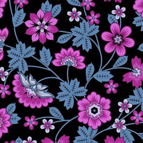 Shire Folk Floral - Black Pink Large