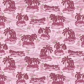 Marie Hawaiian Scene Floral - Pink Small