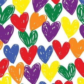 sketchy pride hearts colorful,pride fabric, wallpaper medium scale