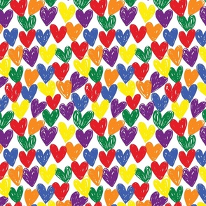 sketchy pride hearts colorful,pride fabric, wallpaper small scale