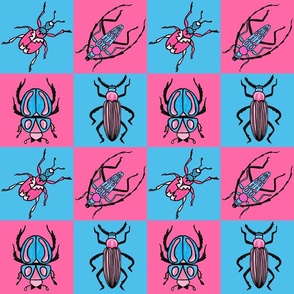 Bugs on Pink & Blue Checkerboard