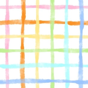 Large Scale Pastel Rainbow Plaid Checker